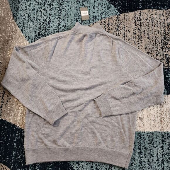 G/Fore Men's 100% Merino Wool 1/4 Zip Sweater Pullover Striped Heather Gray XL - Picture 11 of 13